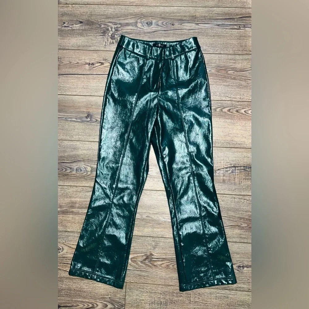 7 for all mankind xs green faux leather pants y3k retro